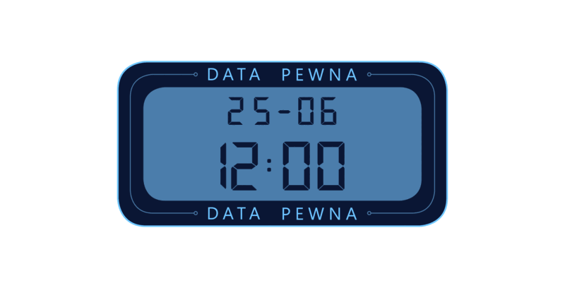 Zegar cyfrowy z napisem „data pewna" – kwalifikowany znacznik czasu Cencert